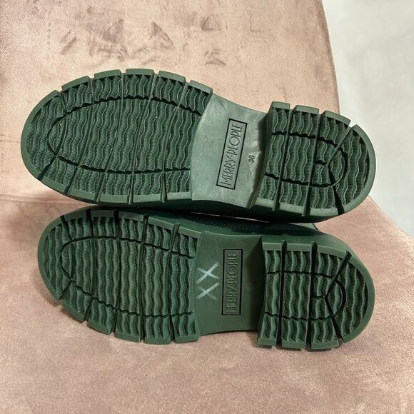 Merry People Tully Ankle Rain Boots 36 US 5 Khaki Green Pull On FLAW - Picture 8 of 9